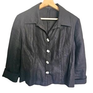 Ross Mayer Black Linen Cropped Jacket Size 12